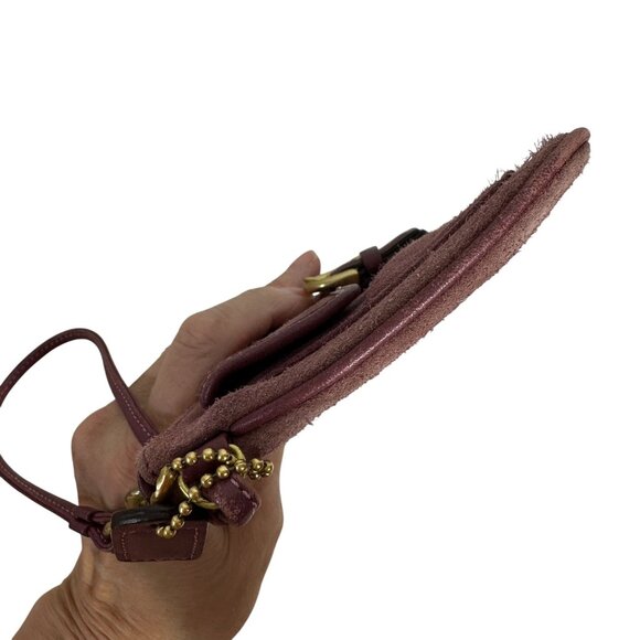 Vintage Coach SOHO Burgundy Purple Suede Buckle Wristlet Mini Bag Signature - Picture 6 of 11